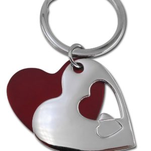 "לאב" מחזיק מפתחות מתכת לב אדום וניקל
