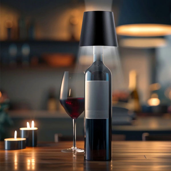 מנורה נטענת בשילוב פקק לסגירת בקבוקים