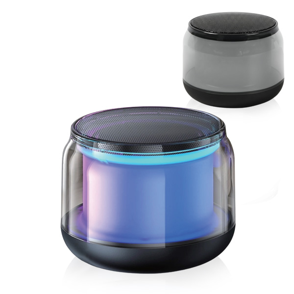 רמקול גלים בלוטוס קומפקטי מעוצב במראה מודרני עם תאורת RGB צבעונית מתחלפת