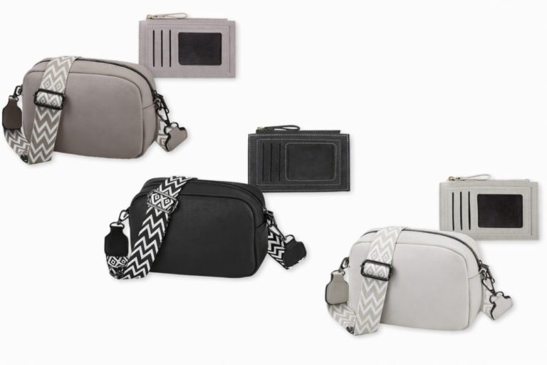 מארז תיק אופנתי עם ארנק לכרטיסים, תיק צד אופנתי לנשים בעיצוב קלאסי מודרני דמוי עור רך ונעים למגע, כולל כיס פנימי עם רוכסן וארנק לכרטיסי אשראי וכסף.