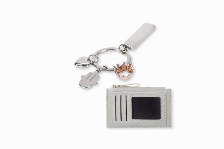 מארז ארנק ומחזיק מפתחות, ארנק אופנתי שימושי לכרטיסי אשראי וכסף עם מחזיק מפתחות ממתכת בדוגמת כתר. מתנה ליום המשפחה!