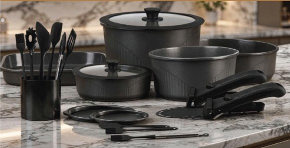 סט בישול 24 חלקים מרהיב ביופיו ואיכותי ביותר בצבע שחור