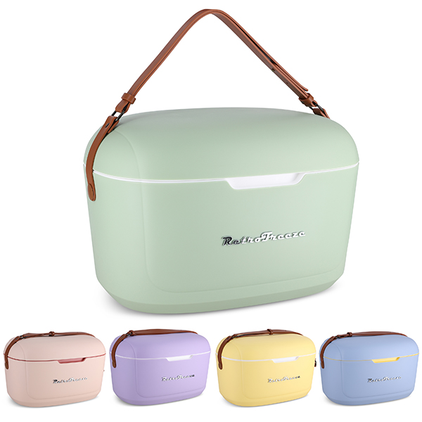 צידנית עם רצועת כתף דמוי עור פרימיום בעיצוב "רטרו" ייחודי שומרת קור/ חום קר לאורך זמן, בים, בפיקניק או בכל טיול בטבע.