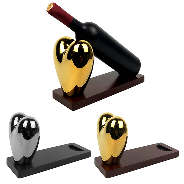 מעמד יין דקורטיבי בעיצוב לב מבריק, בעיצוב לב פיסולי המשלב אסתטיקה מודרנית עם נוכחות מרשימה, לשדרוג שולחן האירוח, הסלון או המשרד.