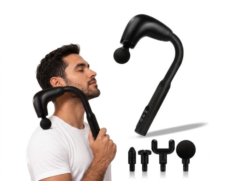 מוט עיסוי עמוק בעוצמה גבוהה, מכשיר עיסוי עוצמתי בעיצוב ארגונומי ייחודי (מבנה מרפק), המאפשר להגיע בקלות ובנוחות לכל אזור בגוף: לגב, לצוואר ולרגליים.